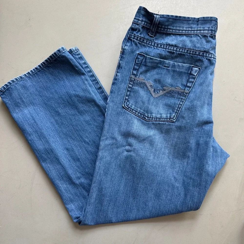 Machine Jeans Straight Leg Mens 34x30 Blue Medium Wash Y2K Grunge Skater Denim